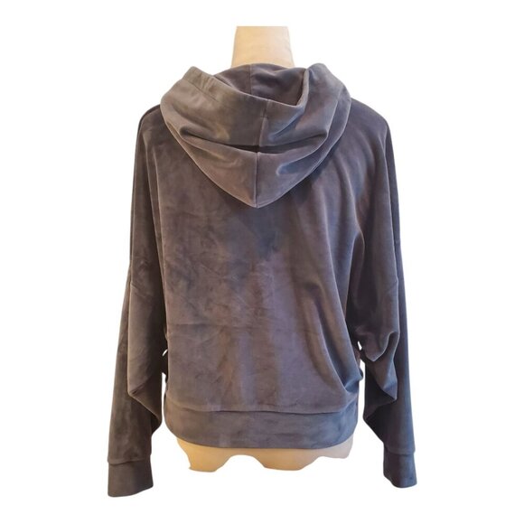 AMERICAN EAGLE SZ M  Gray Velour Sweatshirt Cozy Ever After Cropped Hoodie - Picture 6 of 9